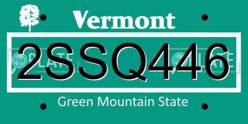 2SSQ446 Vermont License Plate