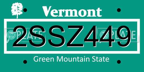 2SSZ449 Vermont License Plate