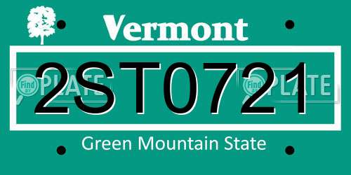2ST0721 Vermont License Plate