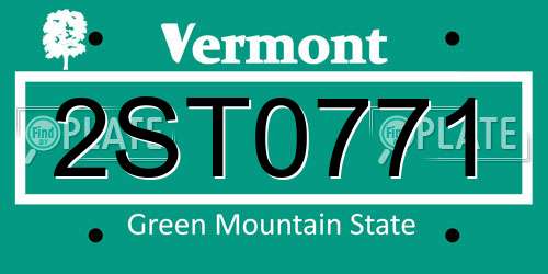 2ST0771 Vermont License Plate