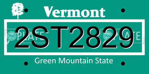 2ST2829 Vermont License Plate
