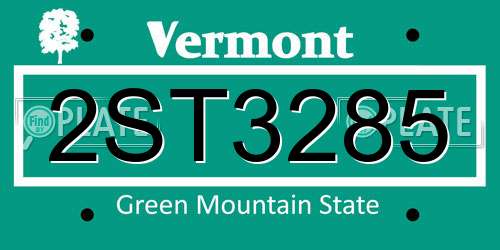 2ST3285 Vermont License Plate