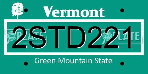 2STD221 Vermont License Plate