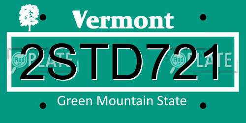 2STD721 Vermont License Plate