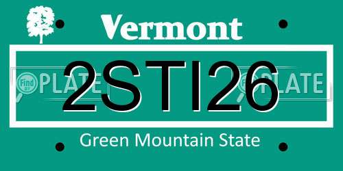 2STI26 Vermont License Plate