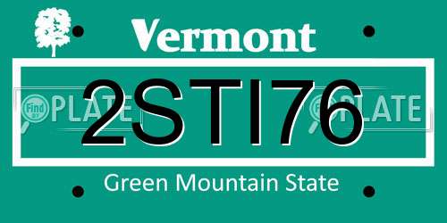 2STI76 Vermont License Plate