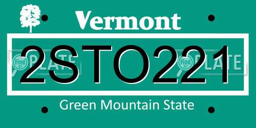 2STO221 Vermont License Plate