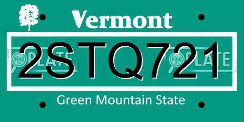 2STQ721 Vermont License Plate