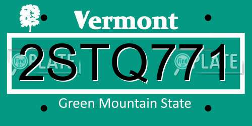 2STQ771 Vermont License Plate