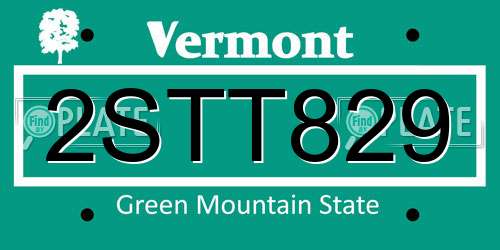 2STT829 Vermont License Plate