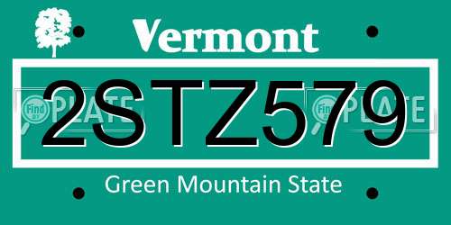 2STZ579 Vermont License Plate