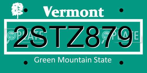 2STZ879 Vermont License Plate