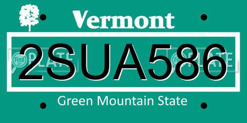 2SUA586 Vermont License Plate