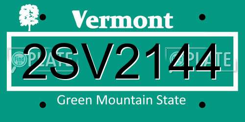 2SV2144 Vermont License Plate