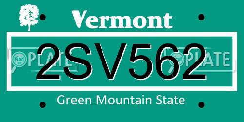 2SV562 Vermont License Plate