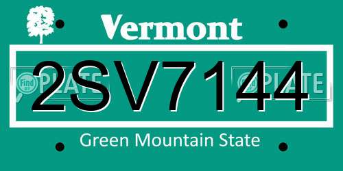2SV7144 Vermont License Plate