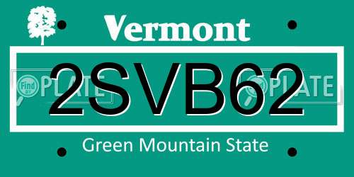 2SVB62 Vermont License Plate