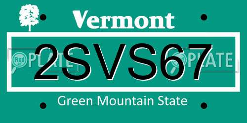 2SVS67 Vermont License Plate