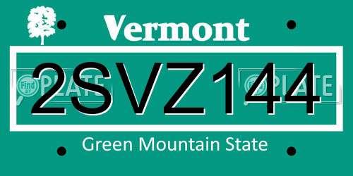 2SVZ144 Vermont License Plate