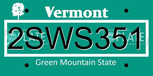 2SWS351 Vermont License Plate