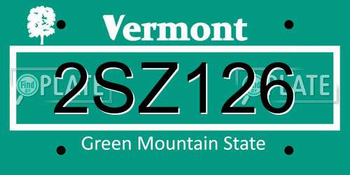 2SZ126 Vermont License Plate