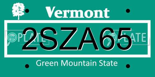 2SZA65 Vermont License Plate