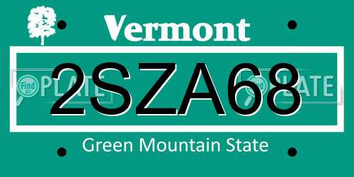 2SZA68 Vermont License Plate