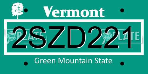 2SZD221 Vermont License Plate