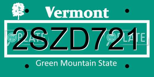 2SZD721 Vermont License Plate