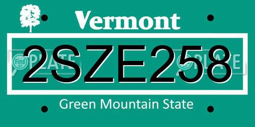 2SZE258 Vermont License Plate
