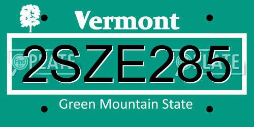 2SZE285 Vermont License Plate