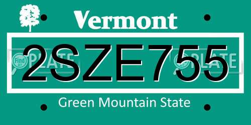 2SZE755 Vermont License Plate