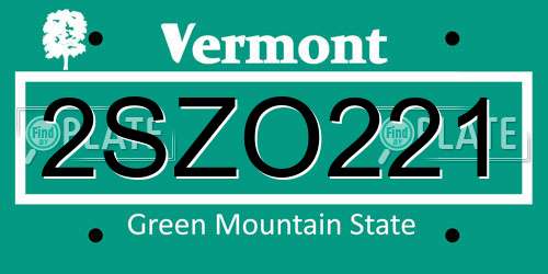2SZO221 Vermont License Plate