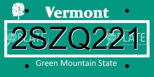 2SZQ221 Vermont License Plate