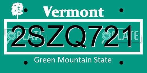 2SZQ721 Vermont License Plate