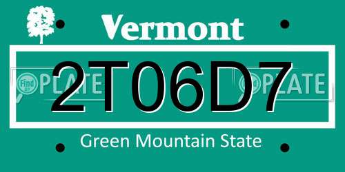 2T06D7 Vermont License Plate