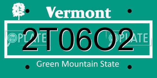 2T06O2 Vermont License Plate