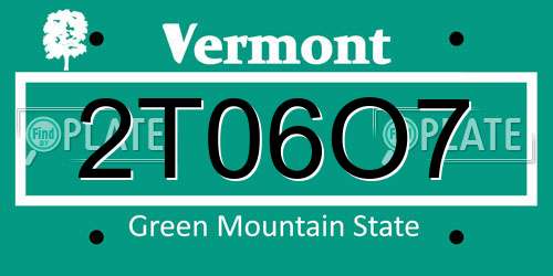 2T06O7 Vermont License Plate