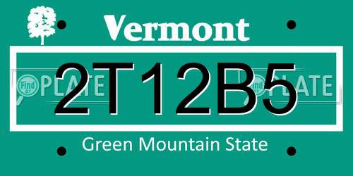 2T12B5 Vermont License Plate
