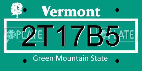 2T17B5 Vermont License Plate