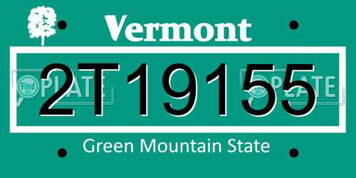 2T19155 Vermont License Plate
