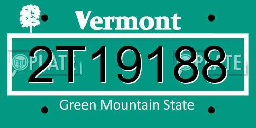 2T19188 Vermont License Plate