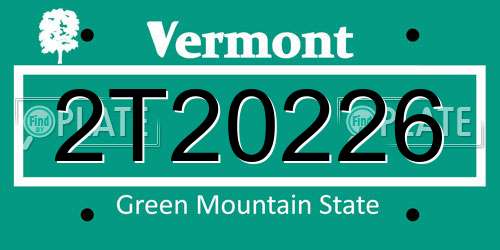 2T20226 Vermont License Plate