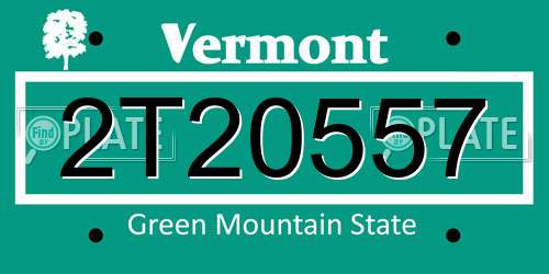 2T20557 Vermont License Plate