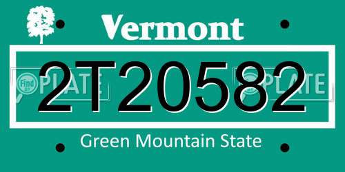 2T20582 Vermont License Plate