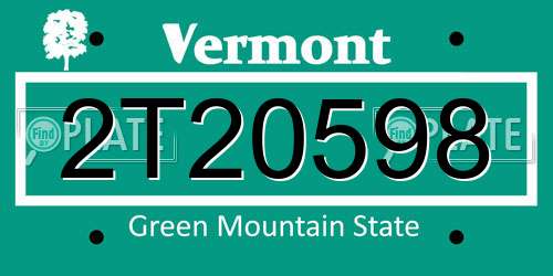 2T20598 Vermont License Plate