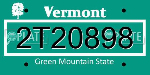 2T20898 Vermont License Plate