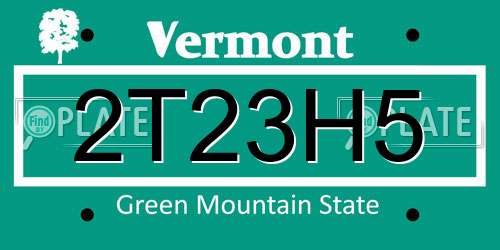 2T23H5 Vermont License Plate