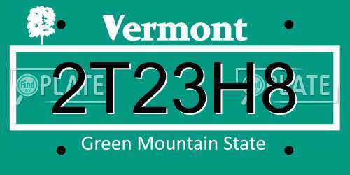 2T23H8 Vermont License Plate
