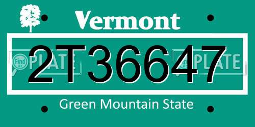 2T36647 Vermont License Plate